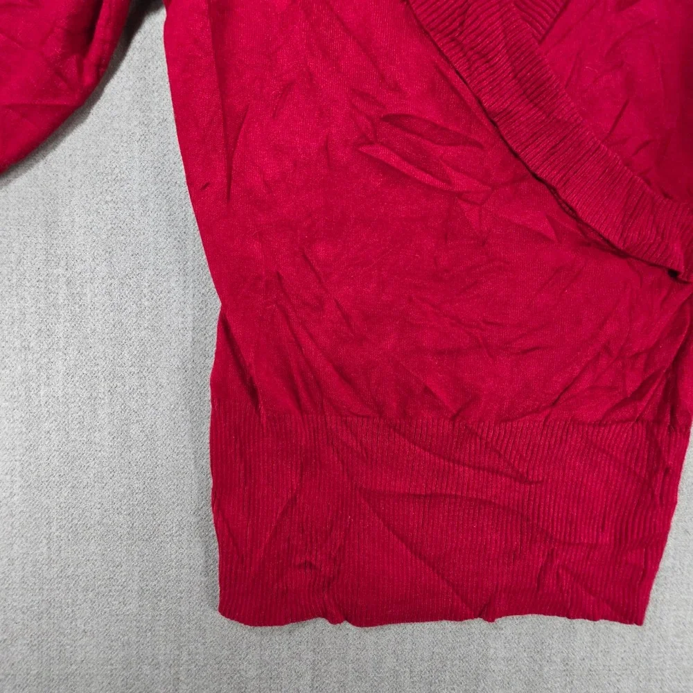 Byer California B-Wear Sweater Womens L Red Surplice Shawl Collar 3/4 Sleeve